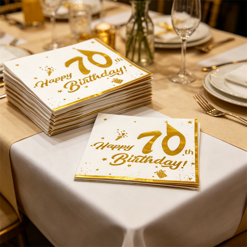 Table Number Gold - 10Pcs Gold Happy 70th Birthday Napkins