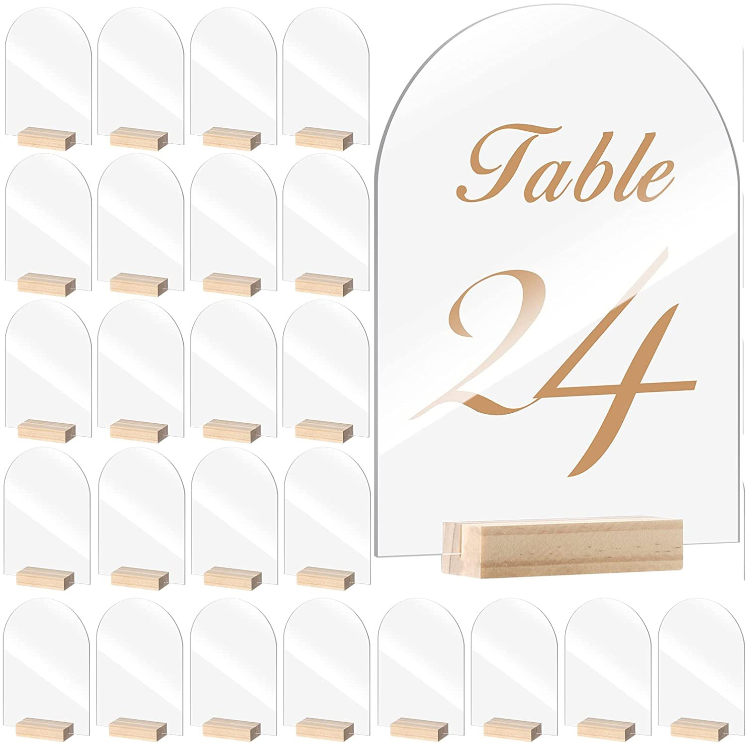 Table Number Gold - 10/20/30/50PCS Arch Acrylic Sign Set Blank