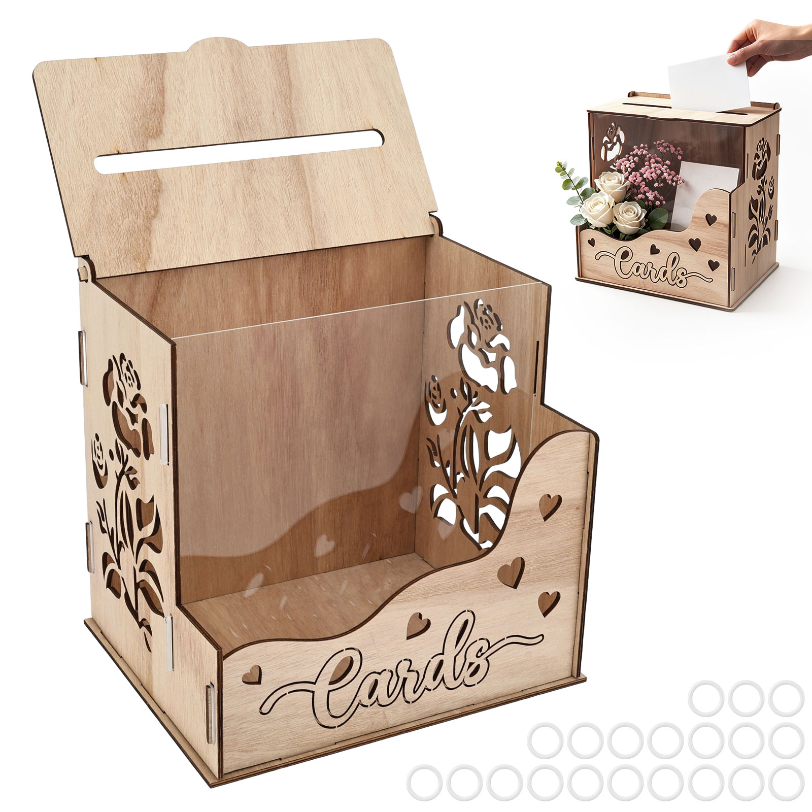 Wooden Party Card Box with Acr - огляд і ціна Wedding Card Box