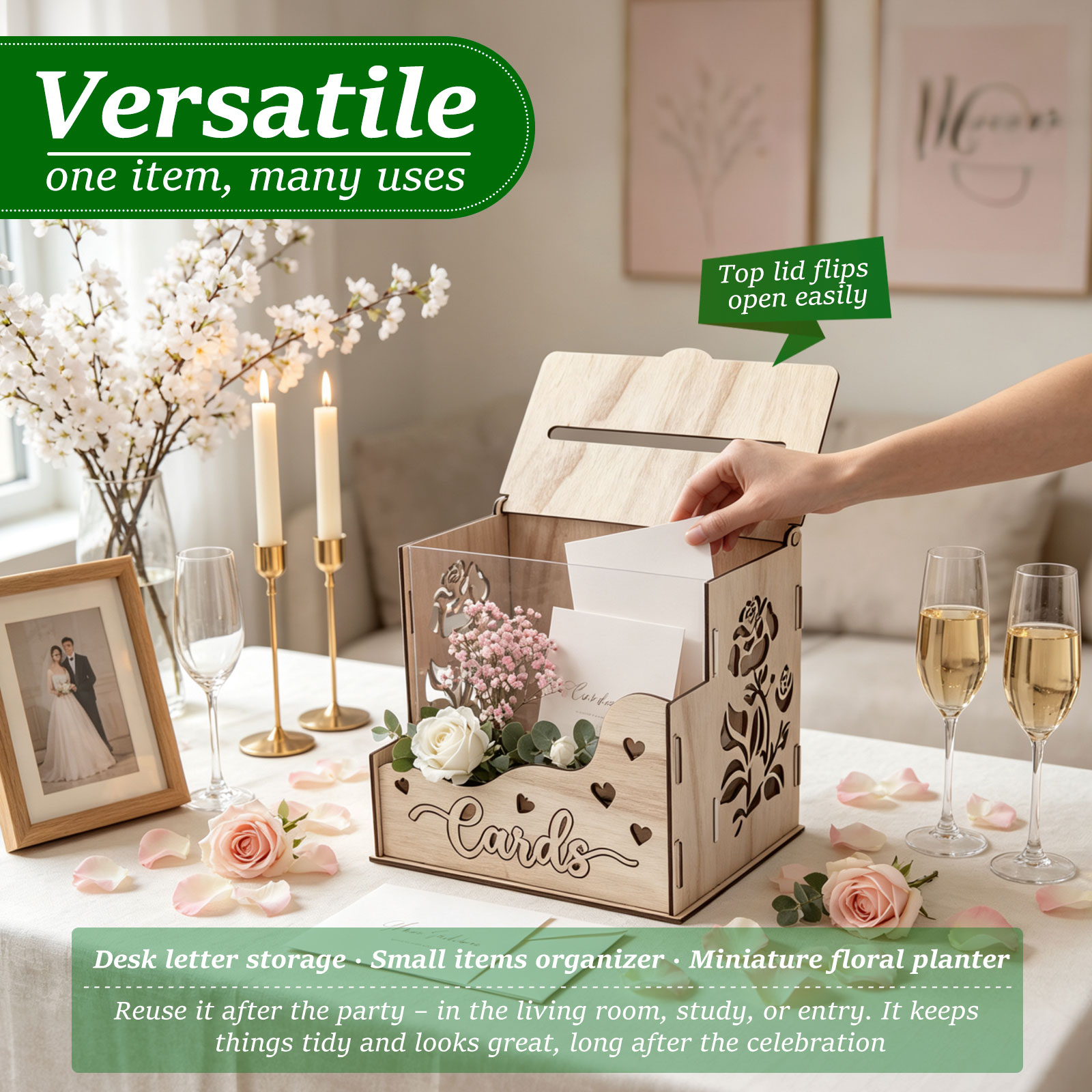 Wooden Party Card Box with Acr - огляд і ціна Wedding Card Box