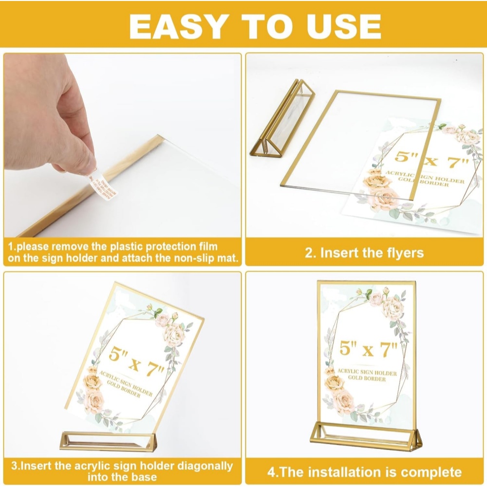 6Pack 5x7 Clear Acrylic Sign H - огляд і ціна Table Number Gold